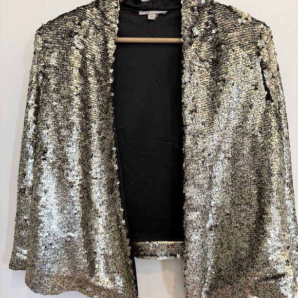 Alberto Makali Jacket Women Medium Gold Sequin Blazer Metallic New Years Holiday - Picture 4 of 12